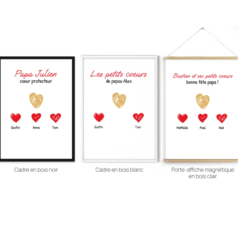 Affiche personnalisée - Papa et ses petits coeurs|Cadeaux.com Outlet