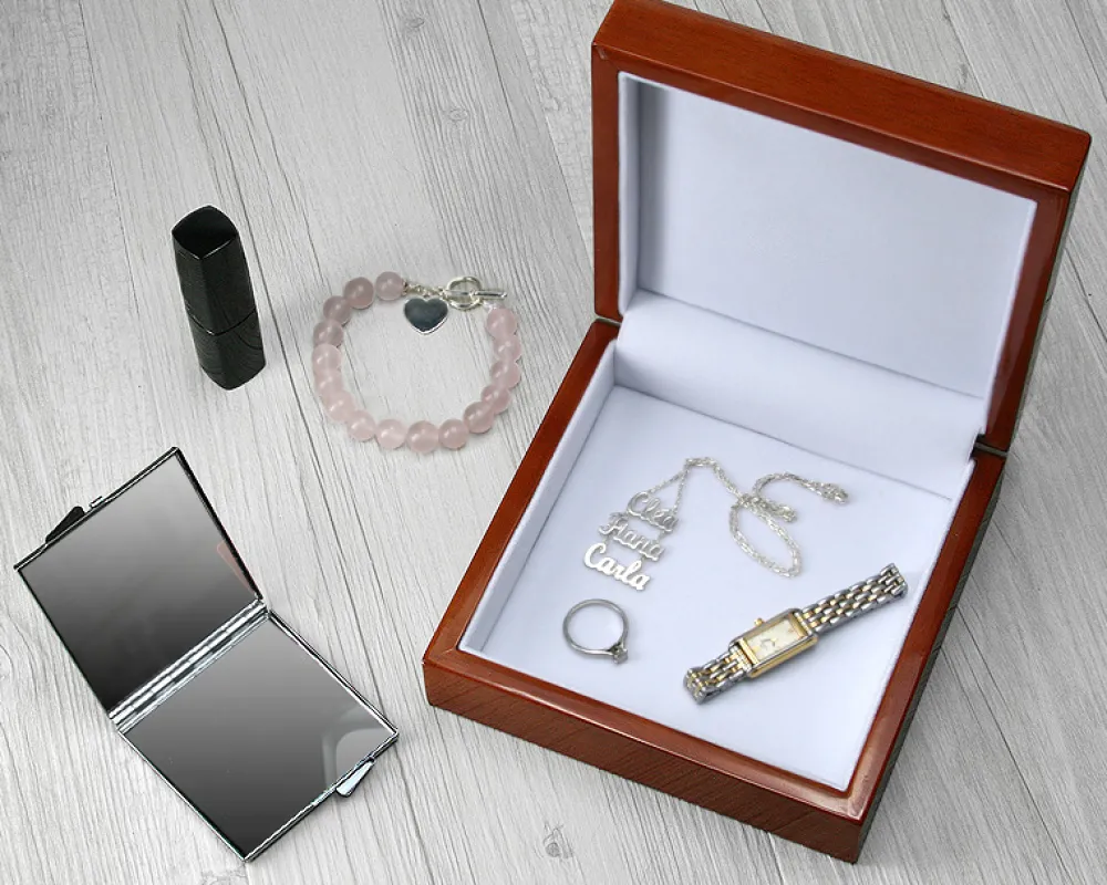 Boite à bijoux et Miroir de sac Fleurs|Cadeaux.com