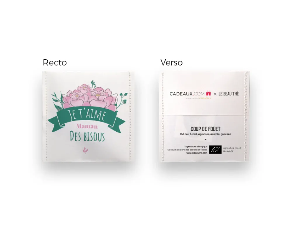 Boîte de 10 sachets de thé bio personnalisables - Maman Fleurie|Cadeaux.com New