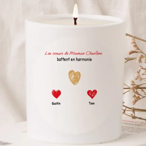 Bougie personnalisée - Maman et ses petits coeurs|Cadeaux.com New