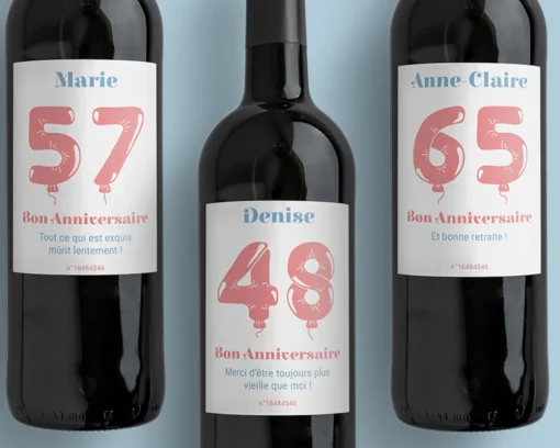 Bouteille de vin de Bordeaux personnalisée anniversaire - Ballons Rose|Cadeaux.com Best