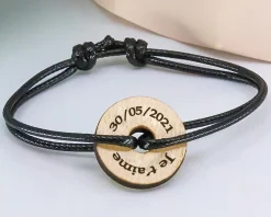 Bracelet cordon avec cible personnalisée en bois|Cadeaux.com Discount