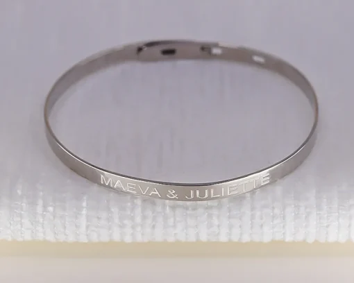 Bracelet Jonc gravé en Argent véritable|Cadeaux.com Outlet