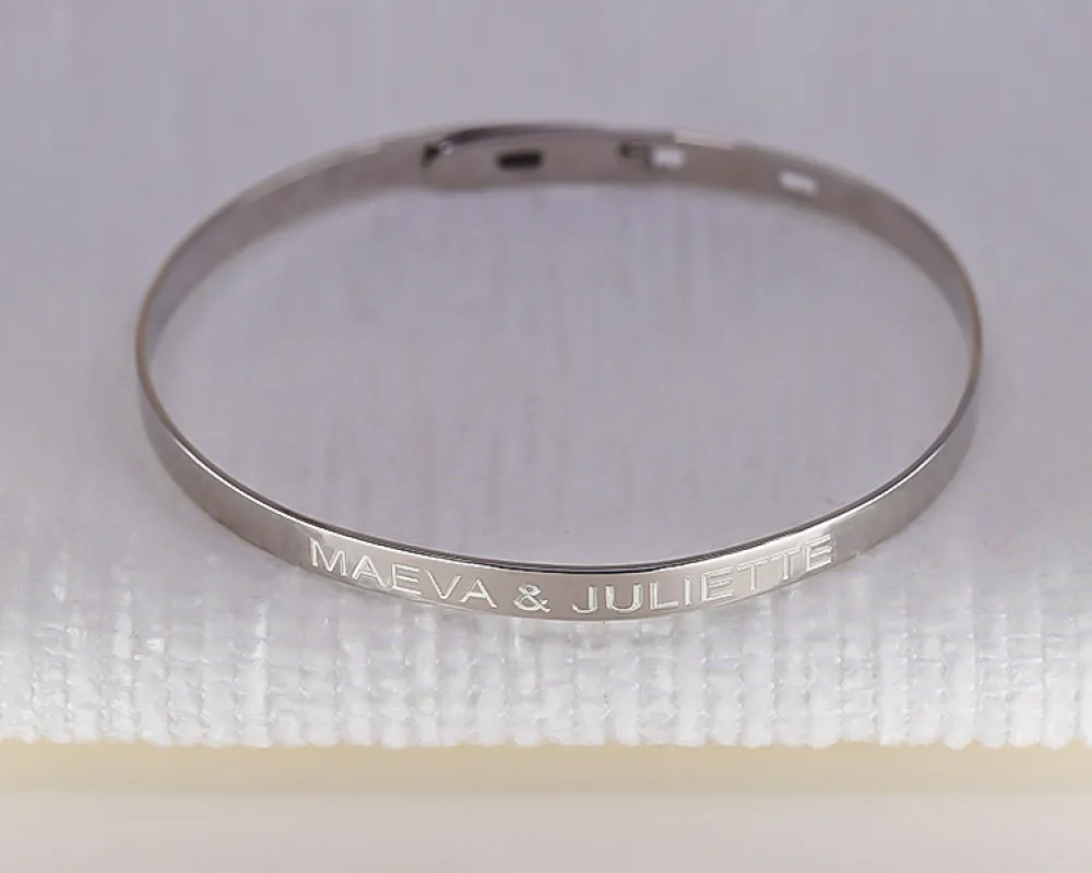 Bracelet Jonc gravé en Argent véritable|Cadeaux.com Outlet