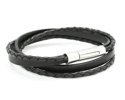 Bracelet personnalisable mix cuir - Marron ou noir|Cadeaux.com Best