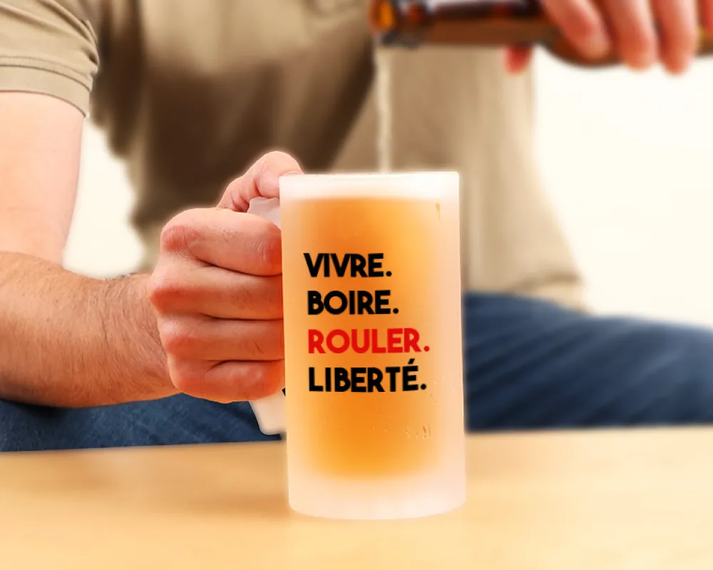 Chope de bière personnalisée - Message Moto|Cadeaux.com Online