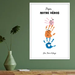 Coffret affiche et porte clés personnalisés - Empreintes pour papa|Cadeaux.com New