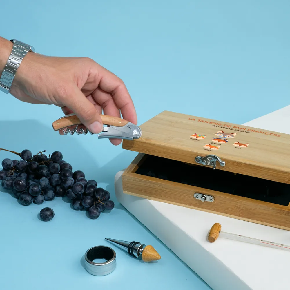 Coffret sommelier personnalisé - 5 accessoires - Papi Renard|Cadeaux.com Clearance