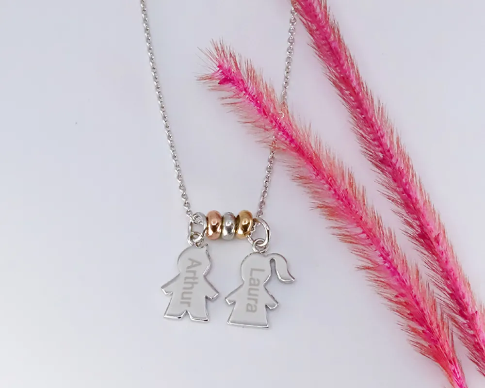 Collier personnalisé avec pendentifs enfants - Argent|Cadeaux.com Hot