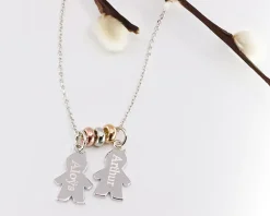 Collier personnalisé avec pendentifs enfants - Argent|Cadeaux.com Hot