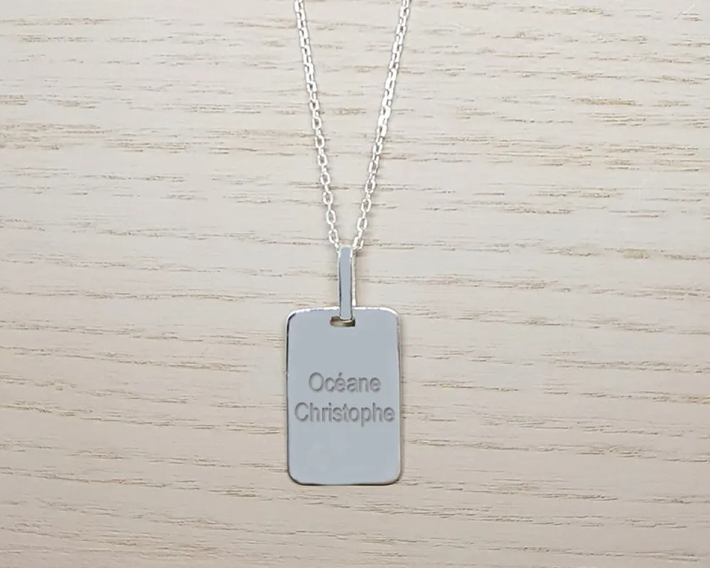 Collier plaque Homme en Argent véritable|Cadeaux.com