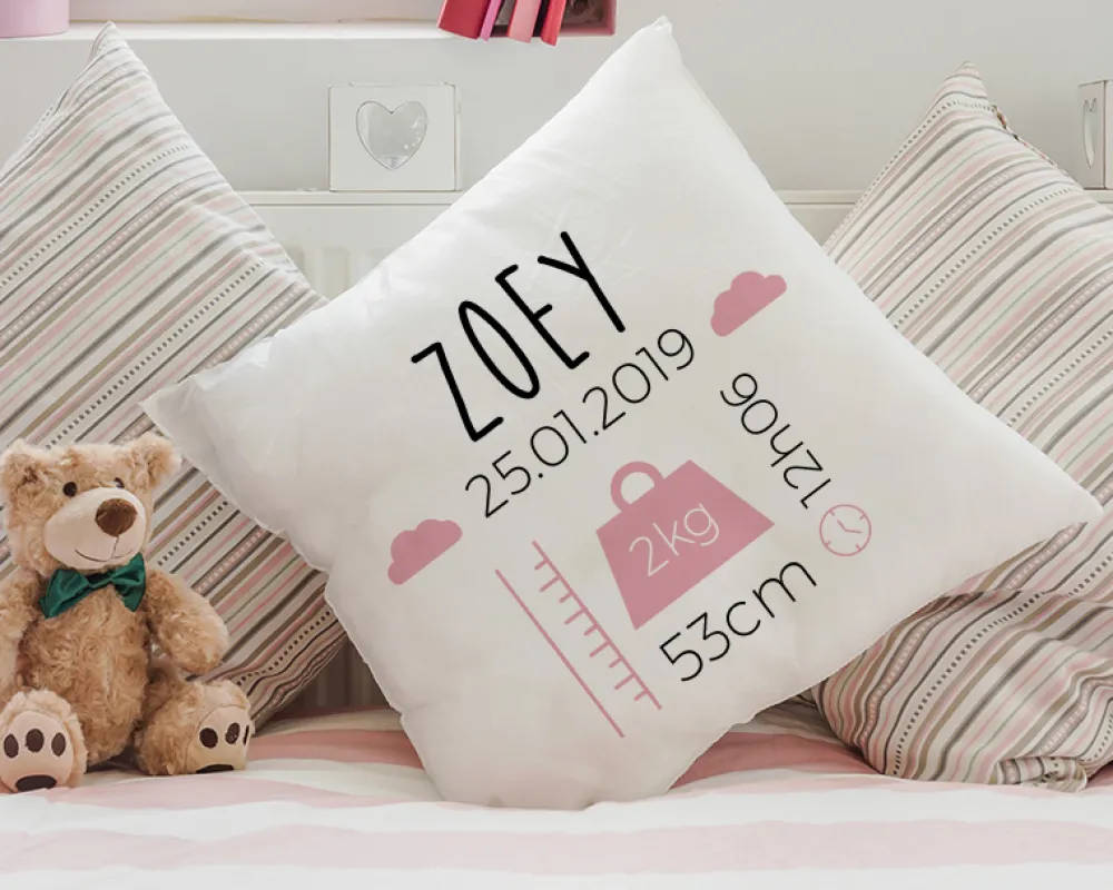 Coussin personnalisé bébé - Naissance Rose|Cadeaux.com Clearance