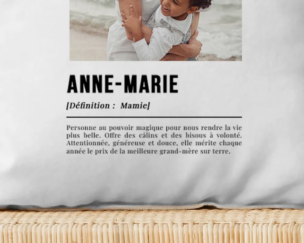 Coussin personnalisé photo - Définition Mamie|Cadeaux.com Clearance
