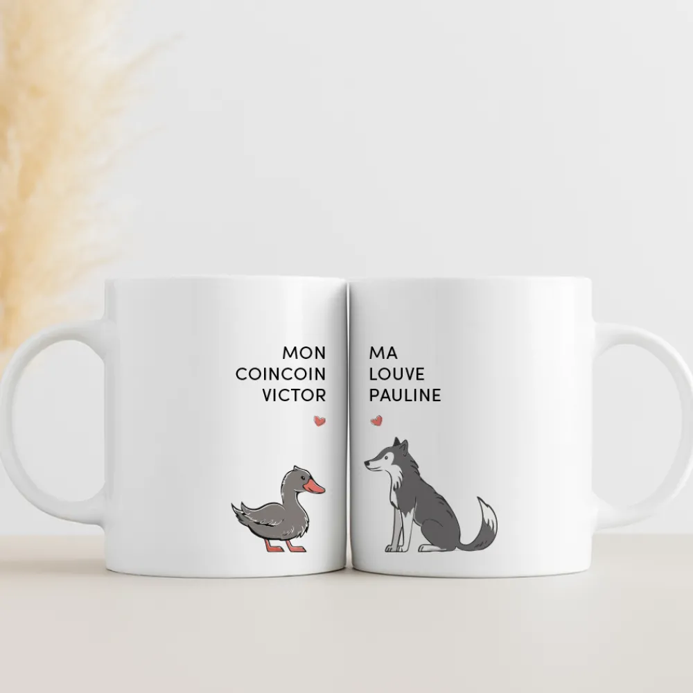 Duo de mugs personnalisés - Couple d'animaux|Cadeaux.com New