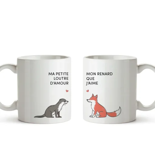 Duo de mugs personnalisés - Couple d'animaux|Cadeaux.com New