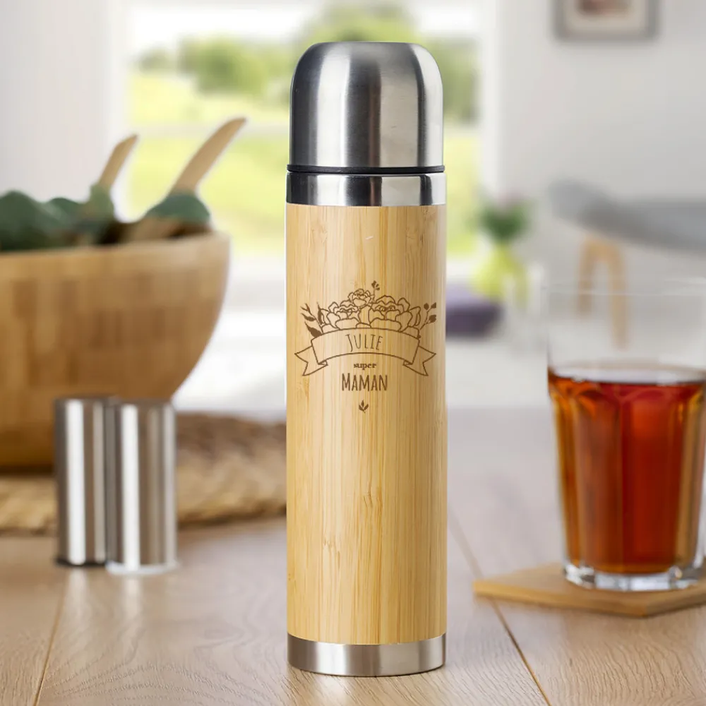 Gourde en bambou personnalisée - Maman Fleurie|Cadeaux.com Outlet