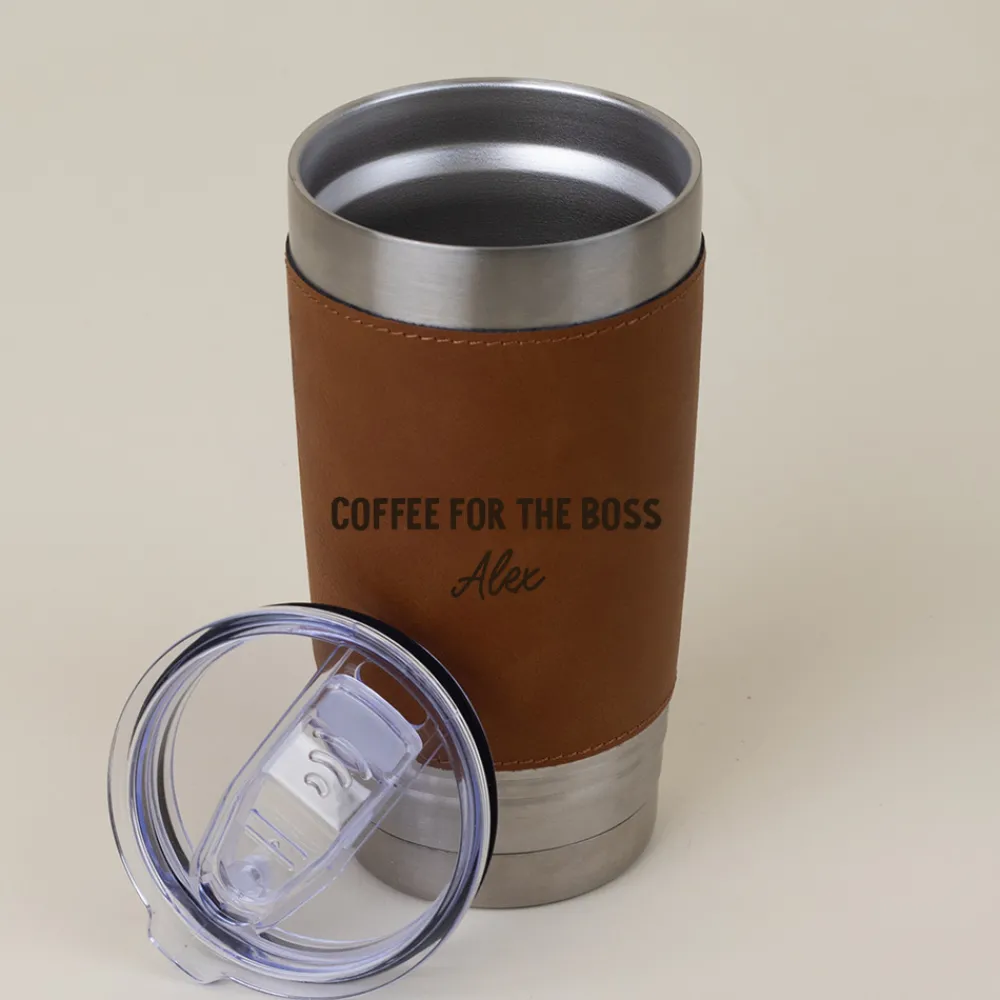 Gourde en cuir personnalisée - Message générique|Cadeaux.com Online