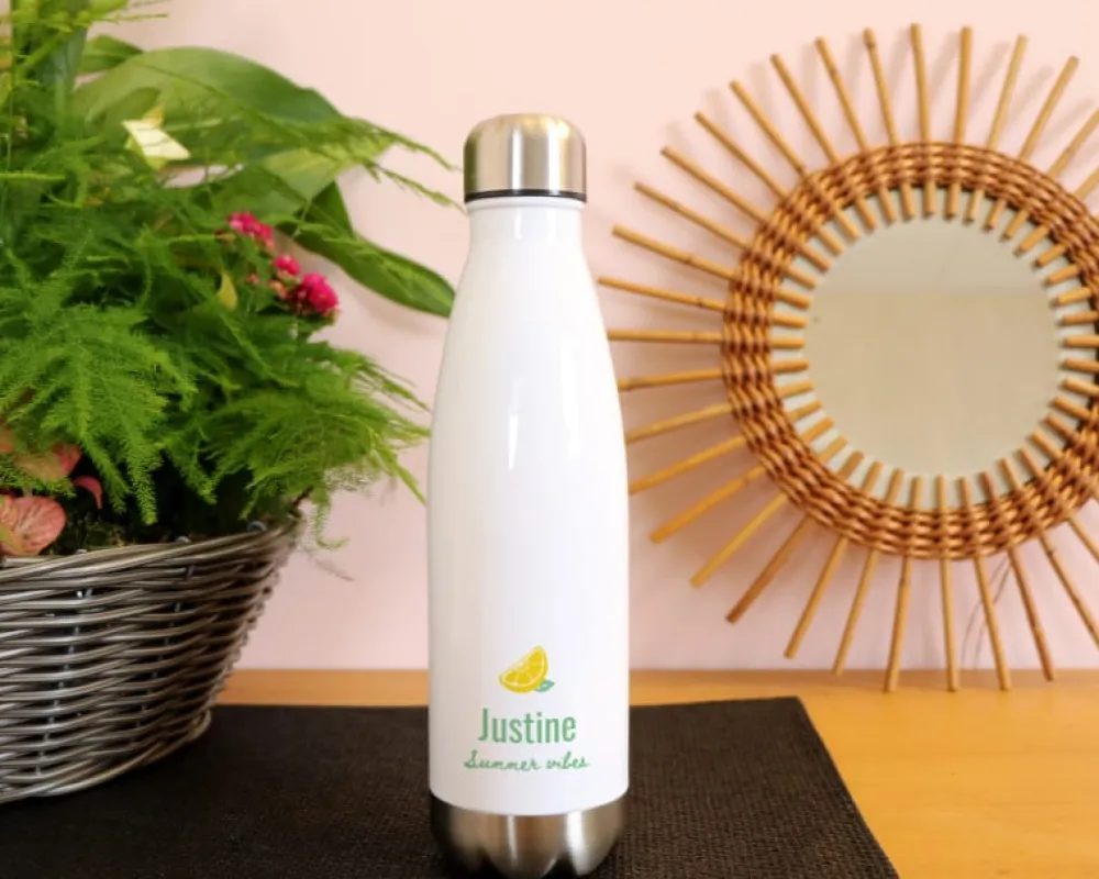 Gourde isotherme en inox personnalisable - Citron|Cadeaux.com Clearance