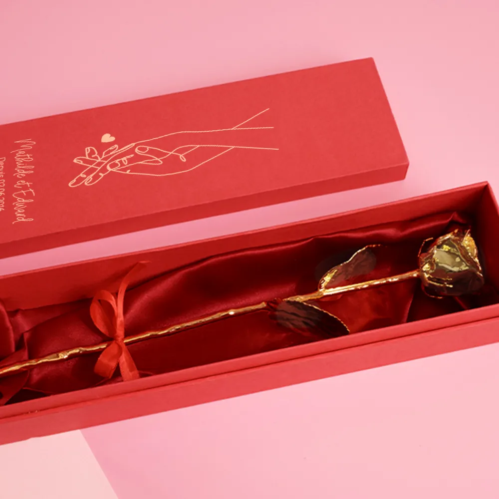 Grande rose en or dans son écrin personnalisable - Dessin au trait|Cadeaux.com Best