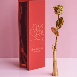 Grande rose en or dans son écrin personnalisable - Dessin au trait|Cadeaux.com Best