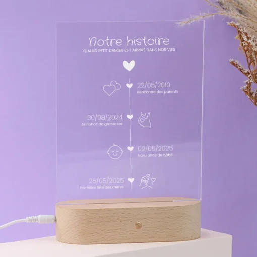 Lampe 3D personnalisée - Ligne de Vie|Cadeaux.com