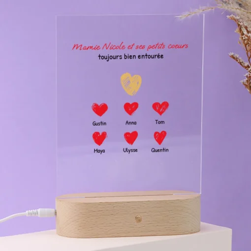 Lampe 3D personnalisée - Mamie et ses petits coeurs|Cadeaux.com Sale