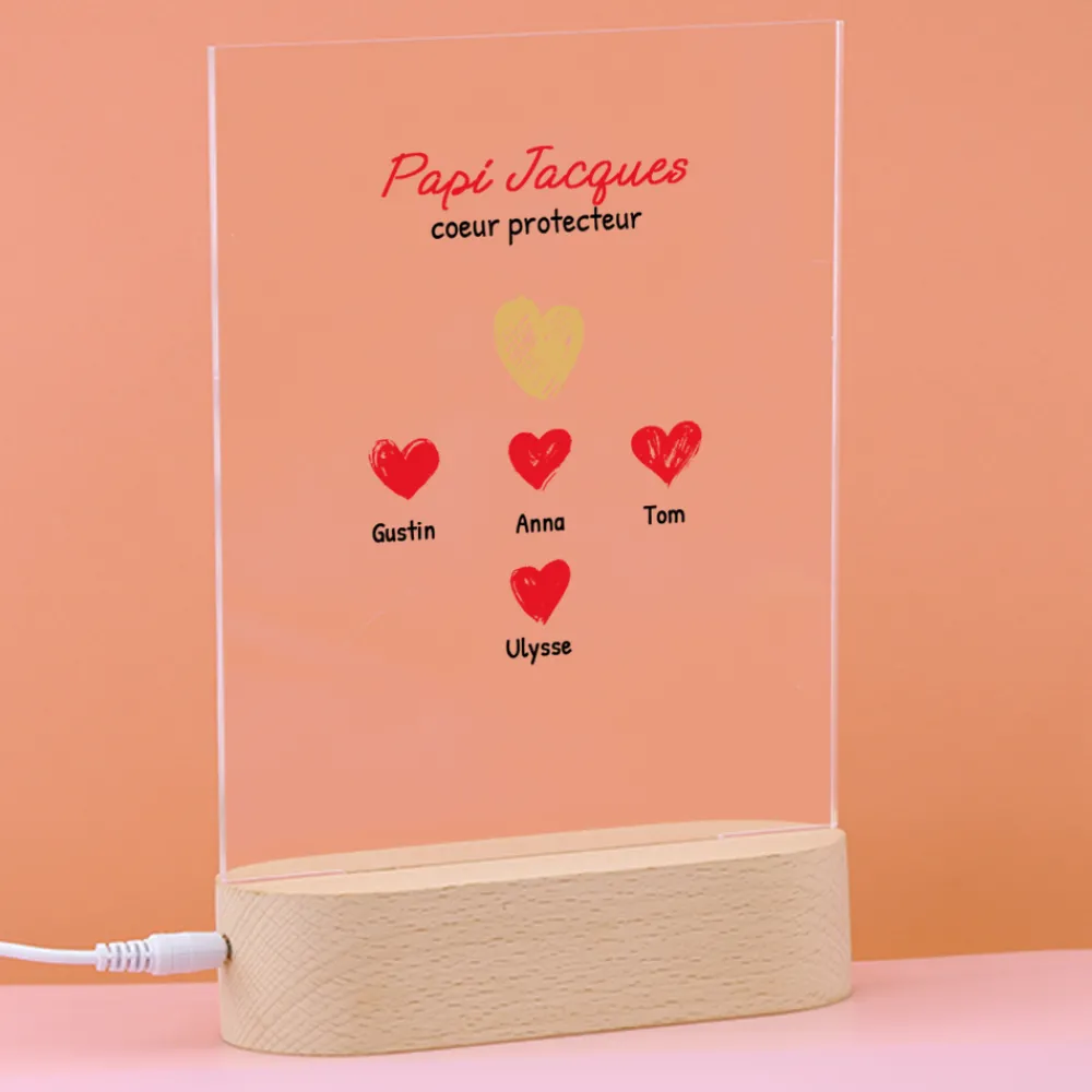 Lampe 3D personnalisée - Papi et ses petits coeurs|Cadeaux.com