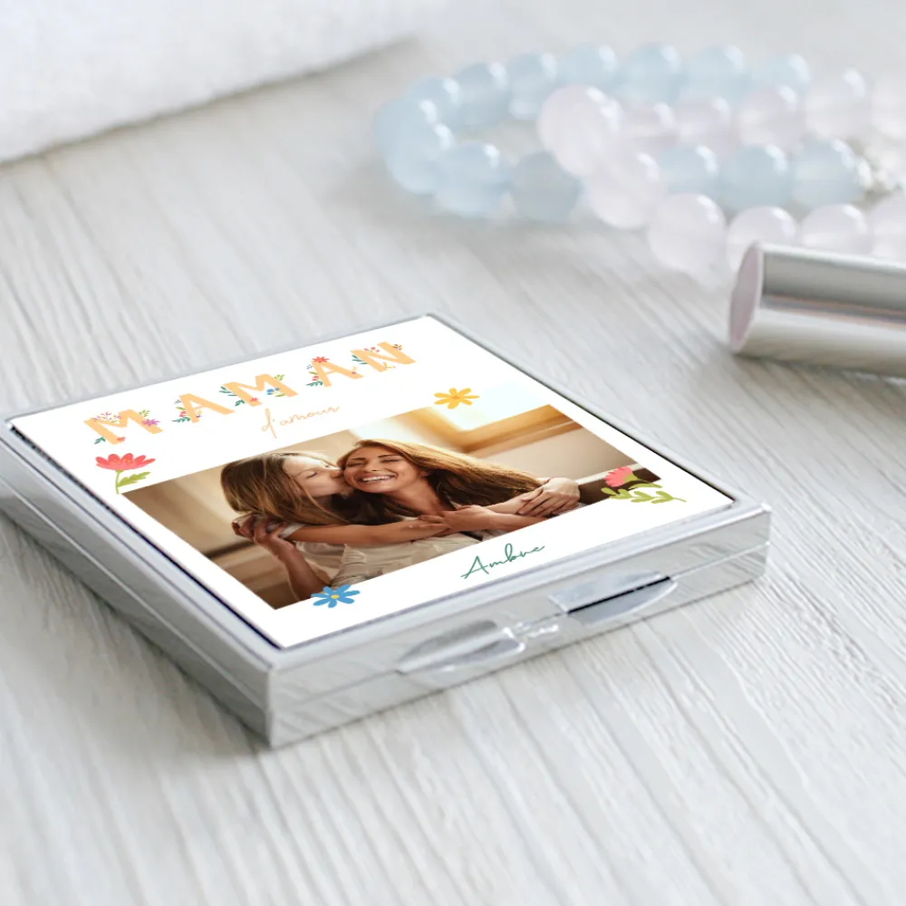 Miroir de sac personnalisable - Amour Fleuri|Cadeaux.com Discount