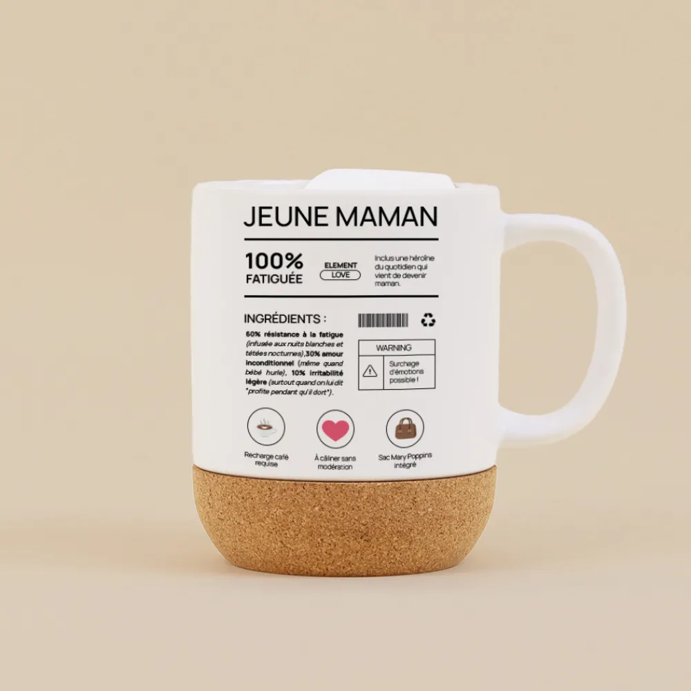 Mug en liège personnalisé - Composition d'une jeune maman|Cadeaux.com Outlet