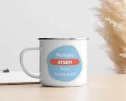 Mug émaillé personnalisé - L'Ecole est Finie|Cadeaux.com Sale