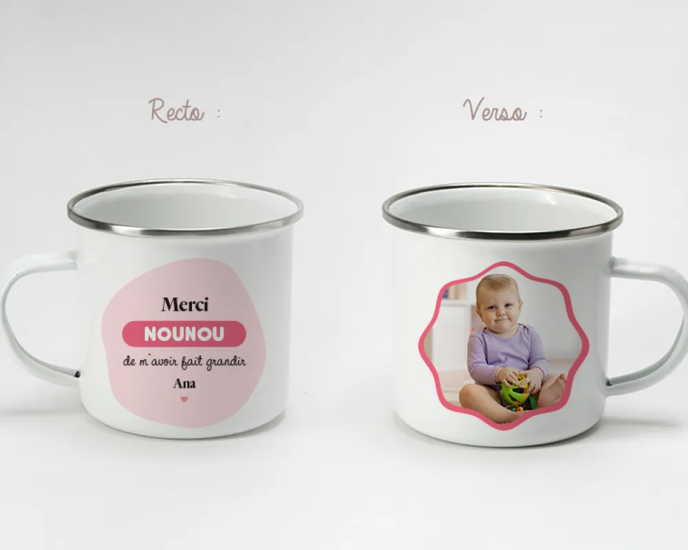 Mug émaillé personnalisé photo - Nounou|Cadeaux.com Hot