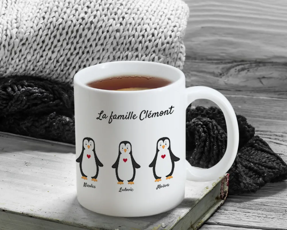 Mug personnalisé famille - Pingouins|Cadeaux.com Outlet