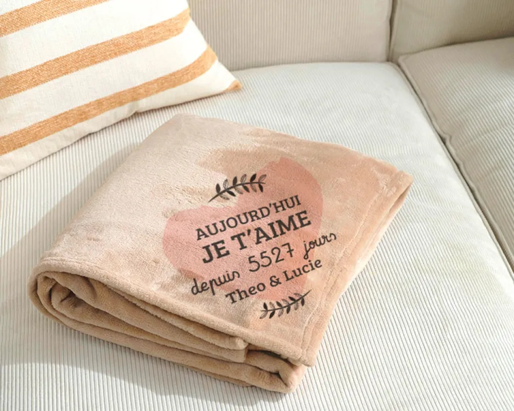 Plaid personnalisé couple - Aujourd'hui je t'aime depuis|Cadeaux.com Hot