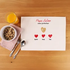 Set de table personnalisé - Papa et ses petits coeurs|Cadeaux.com