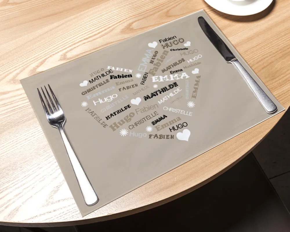 Set de table personnalisable - Coeur Famille|Cadeaux.com Hot