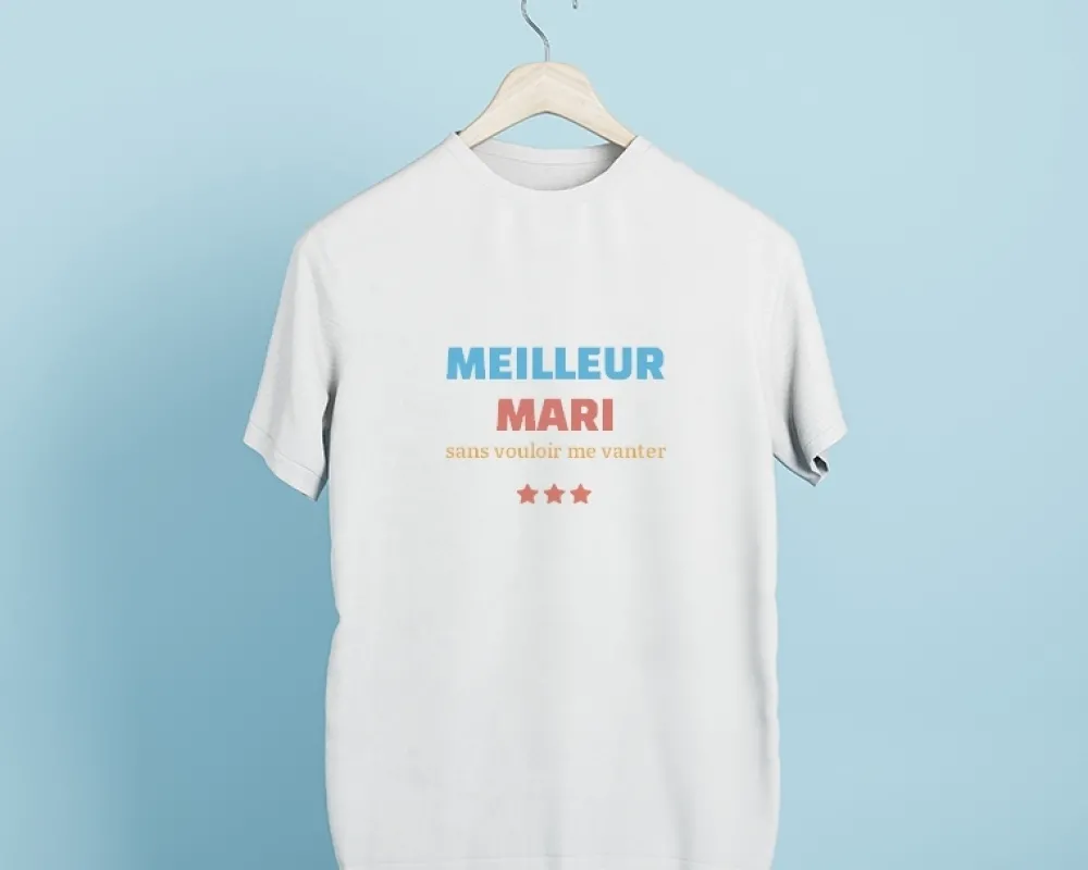 Tee shirt personnalisé homme - Meilleur Mari|Cadeaux.com Best