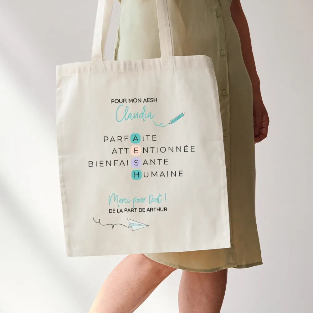 Tote bag personnalisé - Acrostiche ATSEM/AESH|Cadeaux.com Outlet